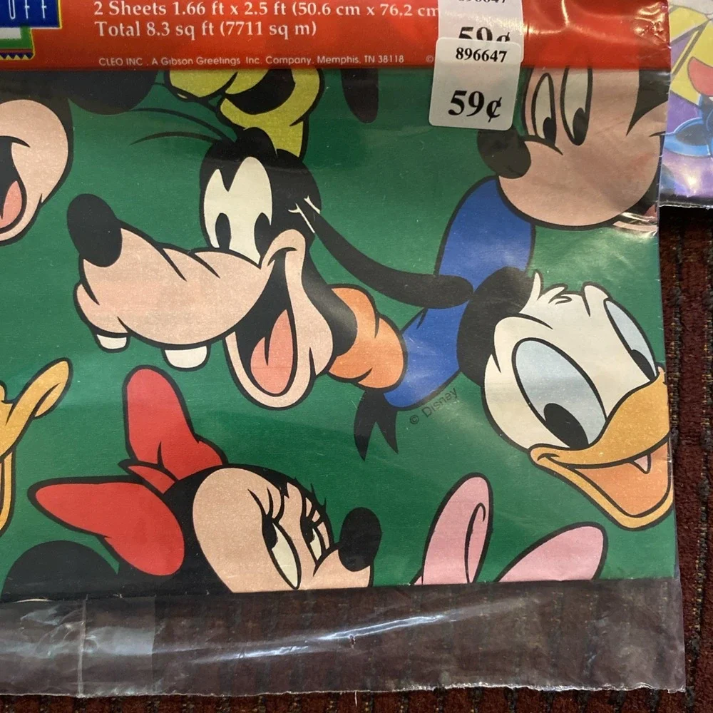 4 PACKAGES VINTAGE 90's CLEO MICKEY'S STUFF FOR KIDS GIFT WRAP SEALED!